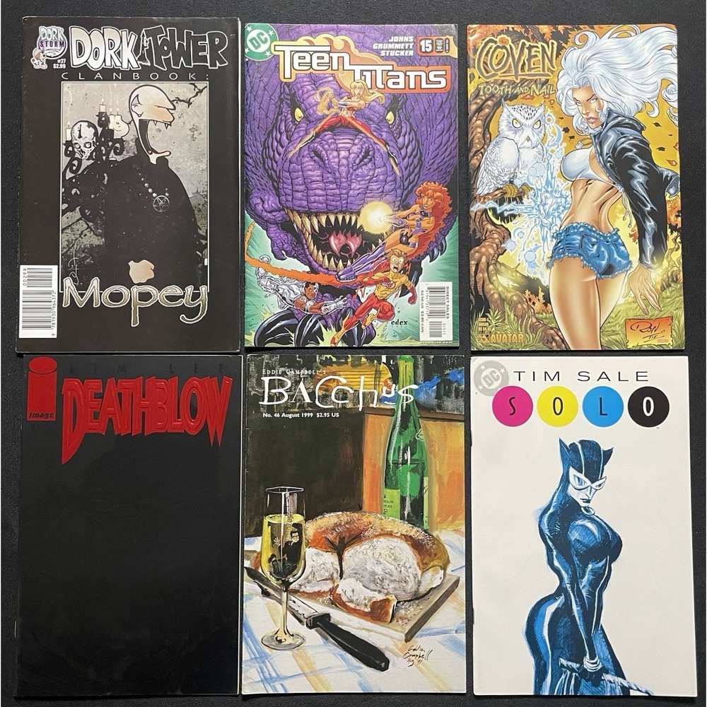 Dork Tower, Teen Titans #15, Coven #1, Deathblow #1, Bacchus & Solo Lot